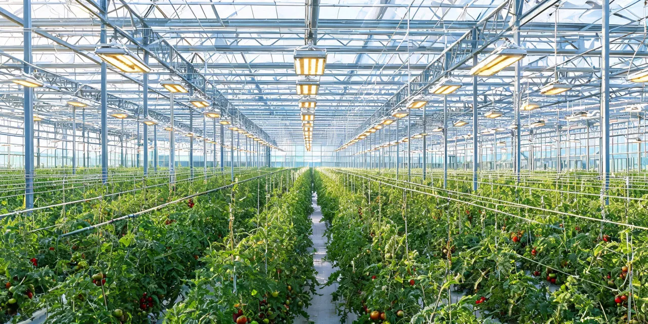 High-wire tomato greenhouse lighting